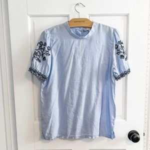 Loft Medium Floral Embroidered Sleeve Top